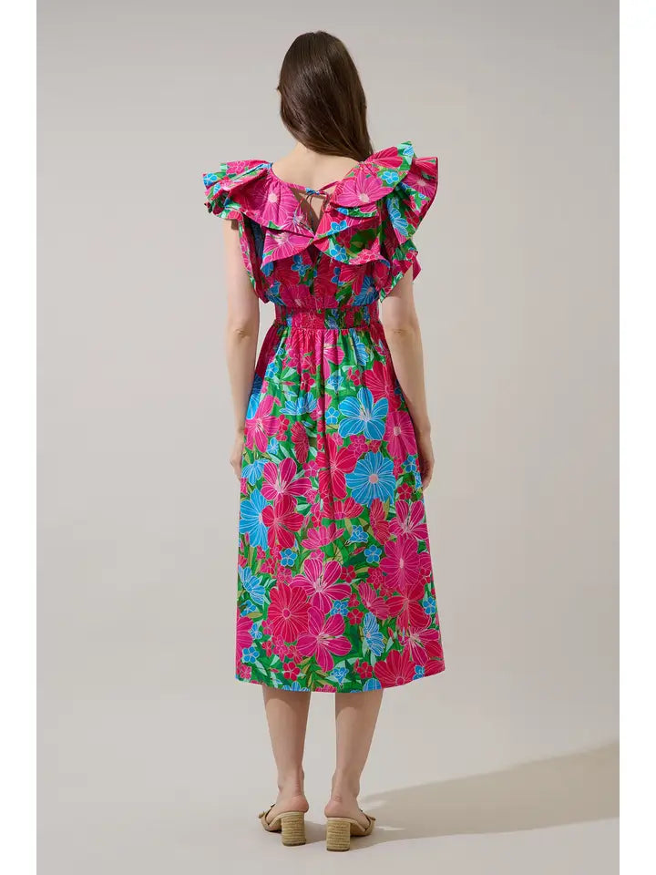 Santana Tie Back Midi Dress Mervy Floral