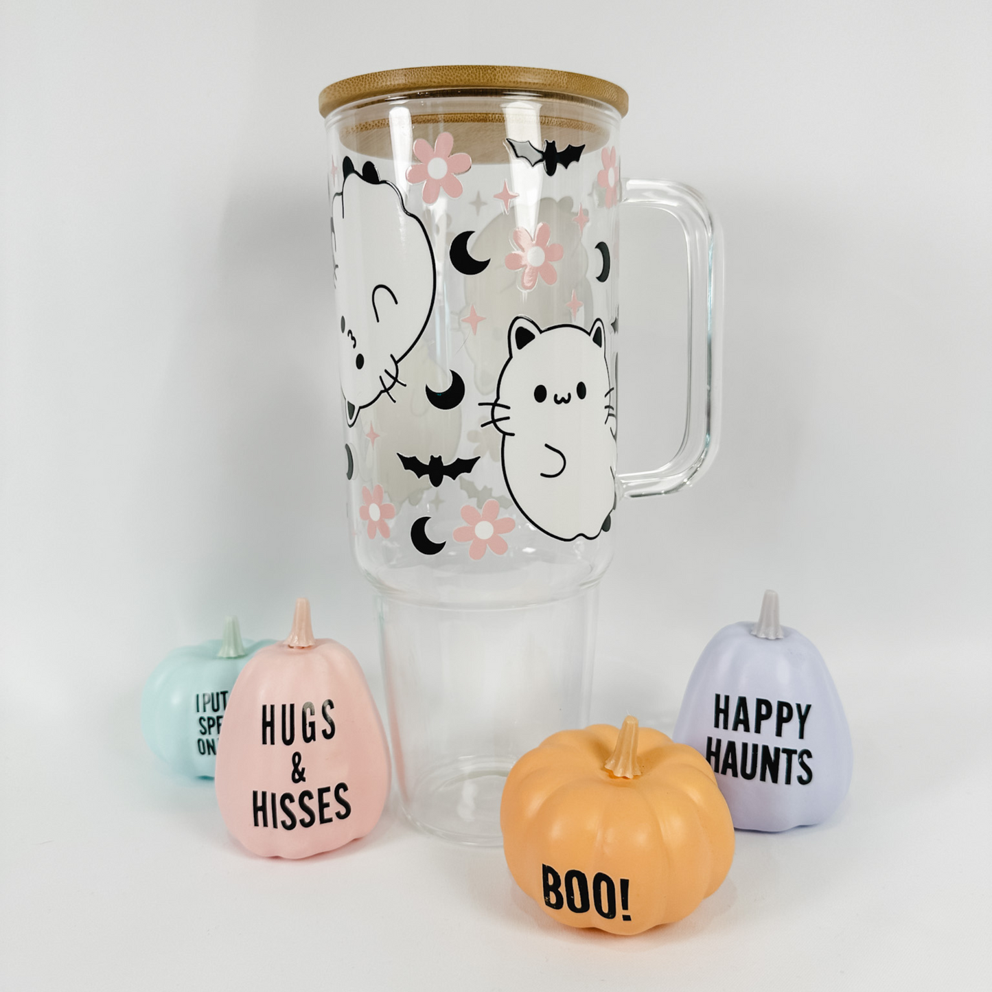 Ghost Kitty Glass Tumbler
