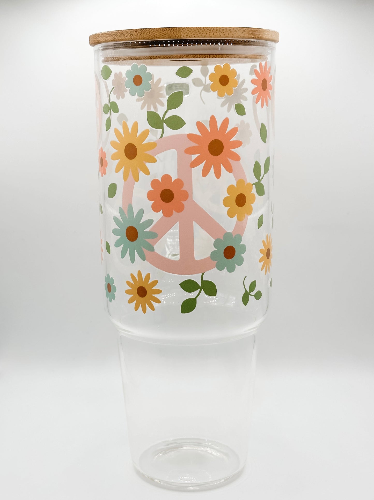 Peace & Flowers Glass Tumbler