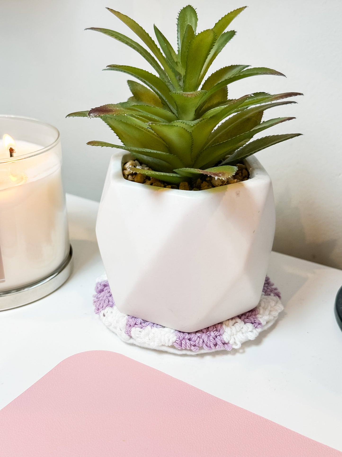 Purple Checkered Mug Rug