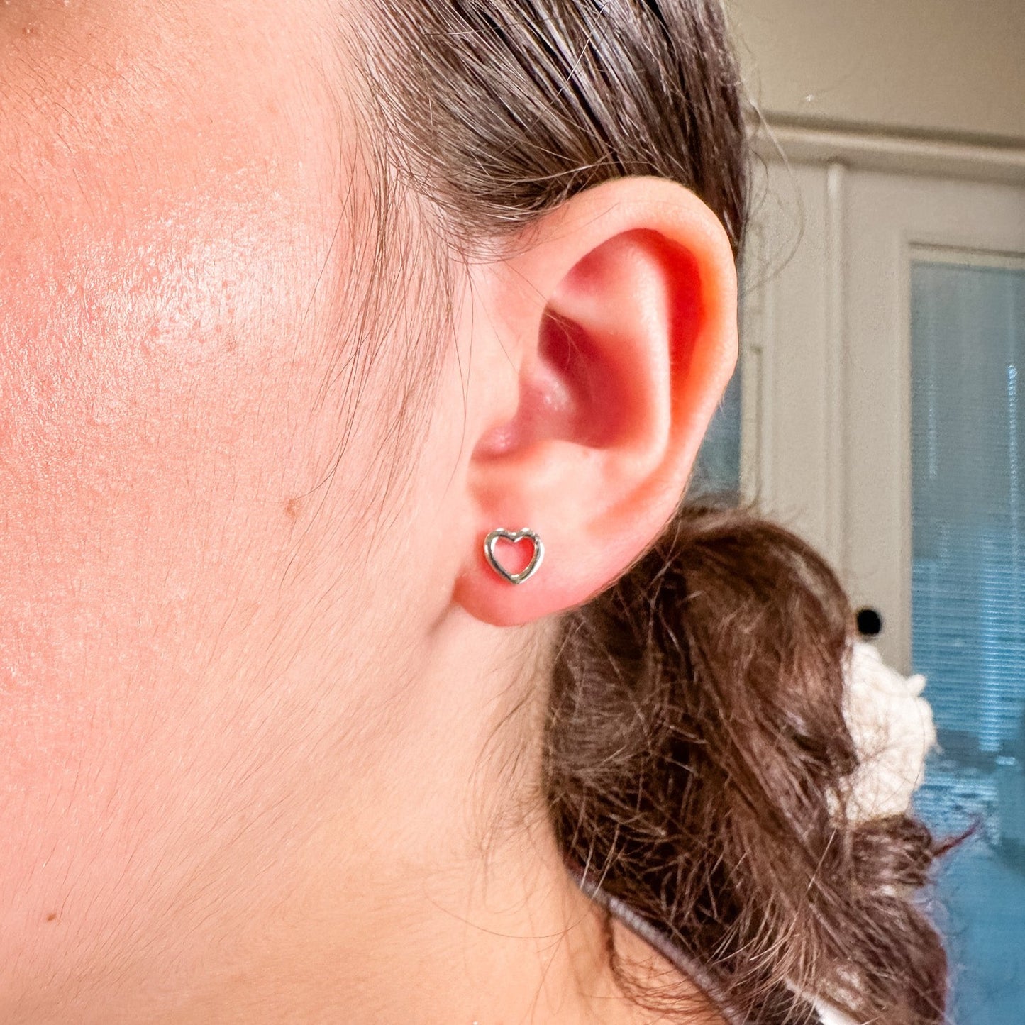 Open Heart Stud Earrings