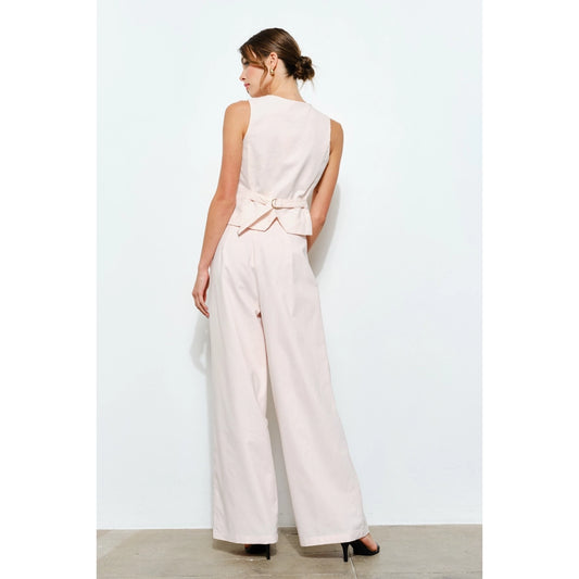 Blush Luxe Gold Button Peplum Vest Set