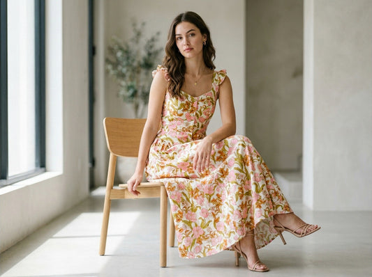Floral Fit and Flare Maxi Dress
