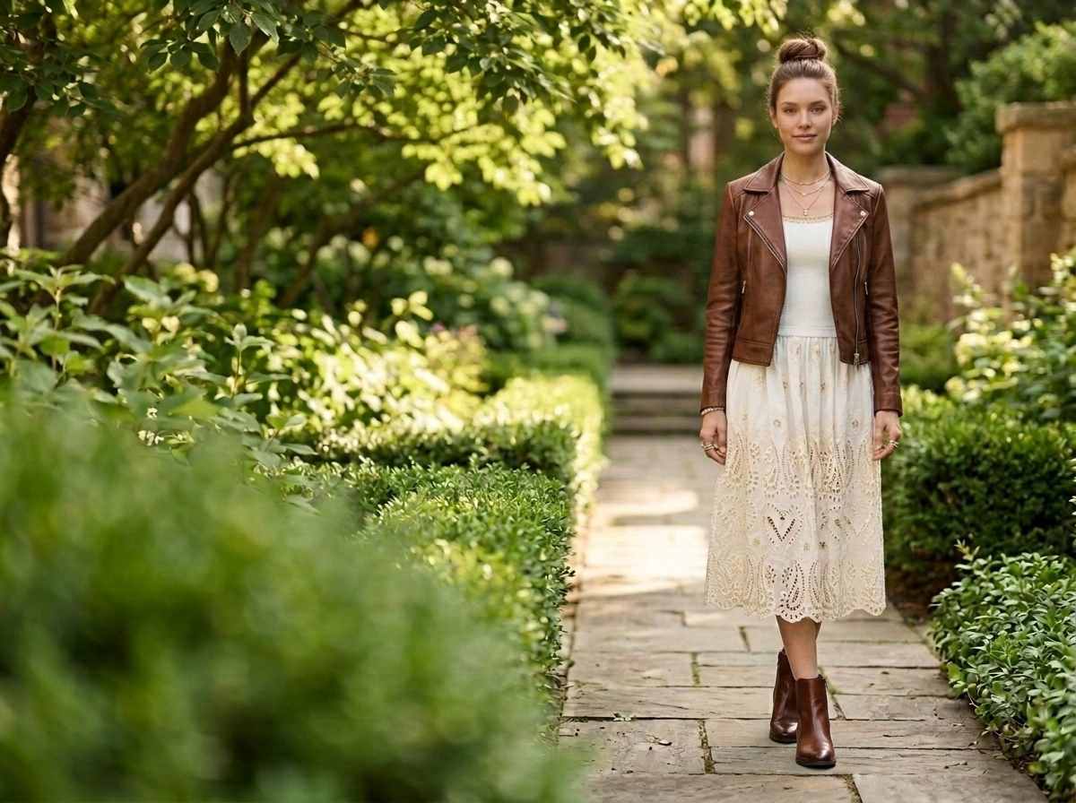 Ivory Eyelet Sweater Combo Midi Dress