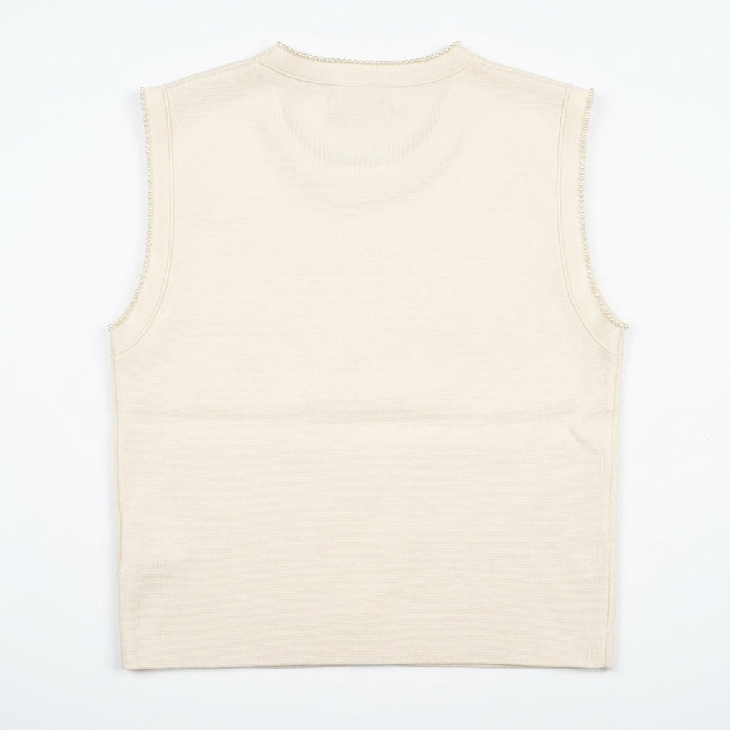 Sleeveless knit sweater top — Flat Lay - Back | Generated by Modelize