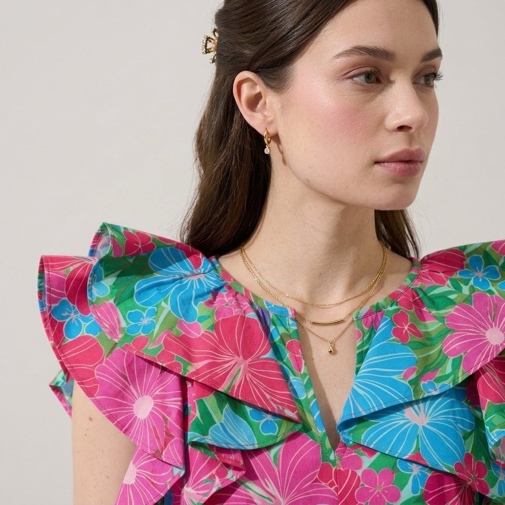 Santana Tie Back Midi Dress Mervy Floral — Generated | Generated by Modelize