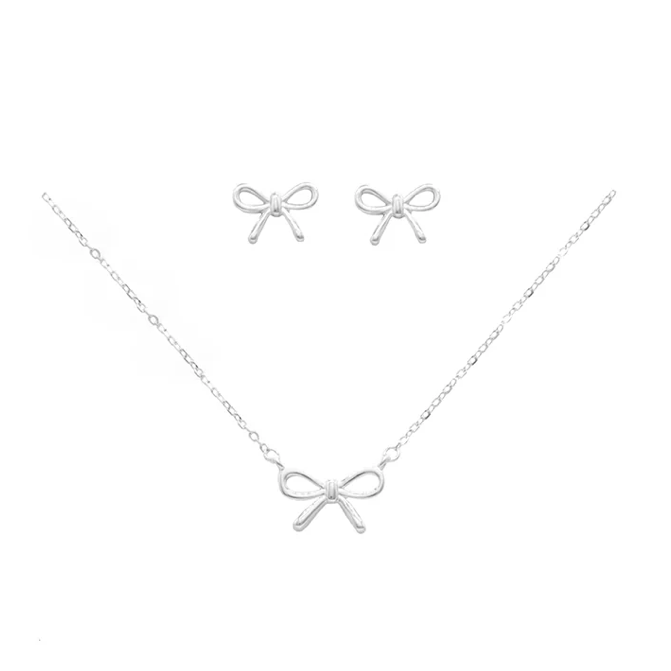 Dainty Bow Earrings & Necklace Set
