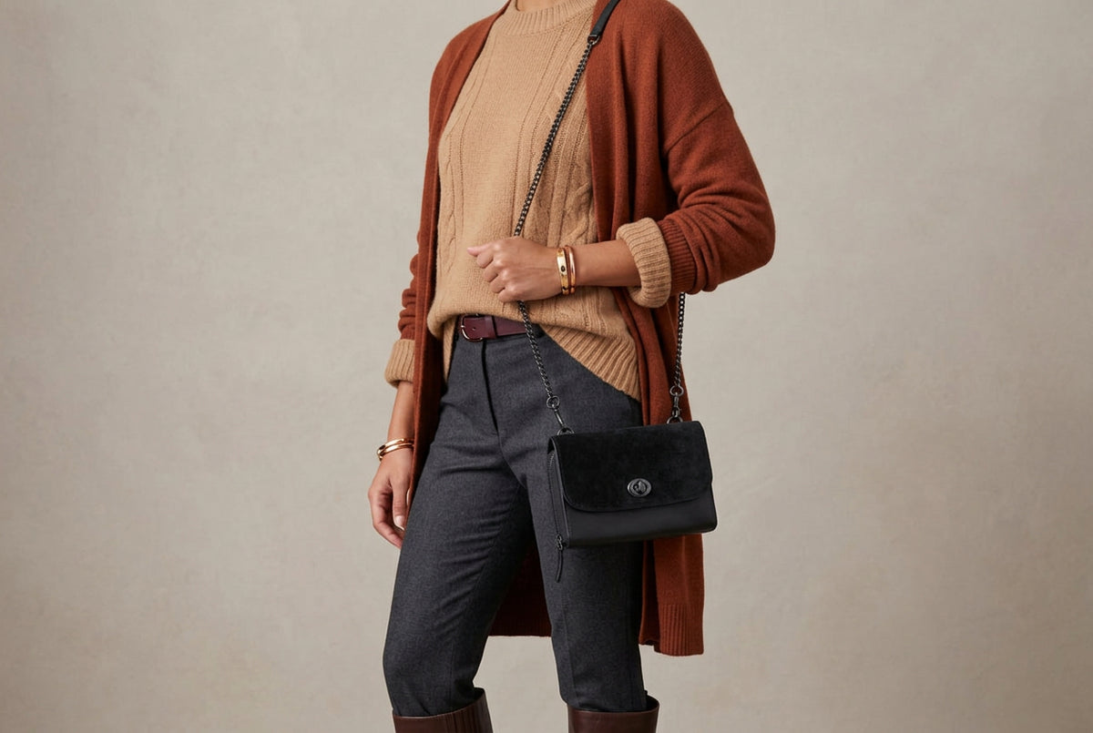 Two-Tone Black Crossbody