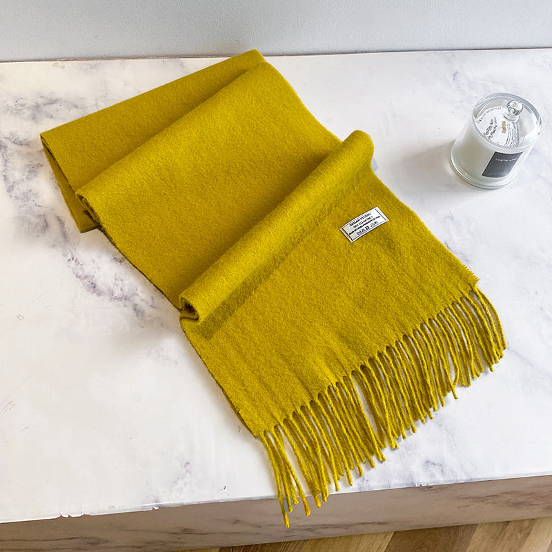 100% Wool Solid-Color Warm Scarf Shawl