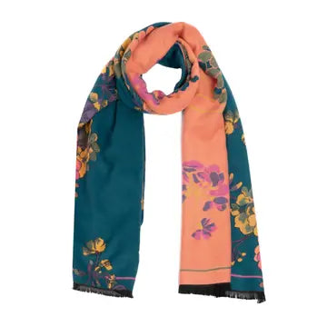 Two Tone Floral Reversible Scarf
