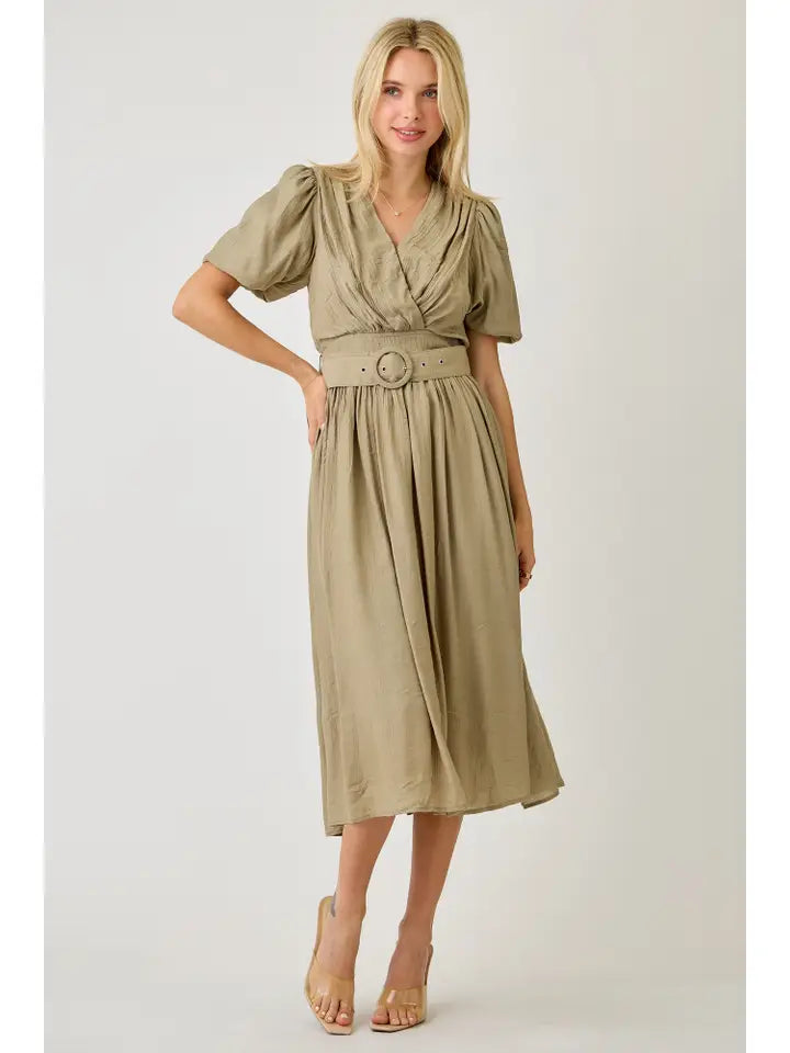 Woven Mid Dress W/Belt