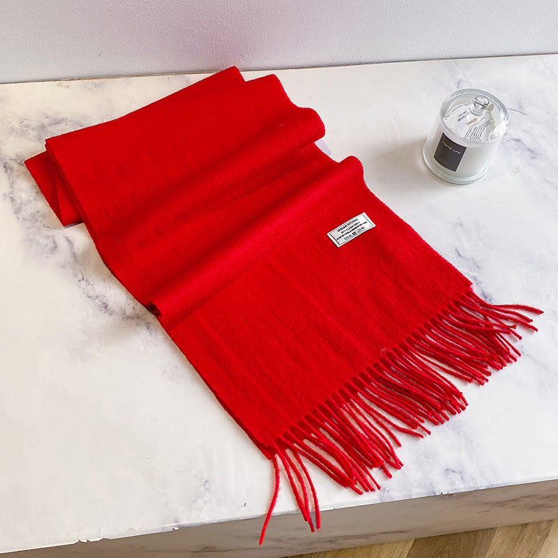 100% Wool Solid-Color Warm Scarf Shawl