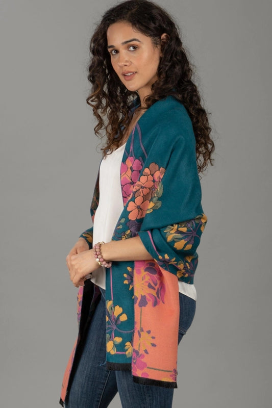 Two Tone Floral Reversible Scarf
