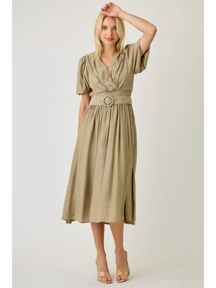 Woven Mid Dress W/Belt