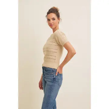 Vintage Pointelle Cotton Sweater Top
