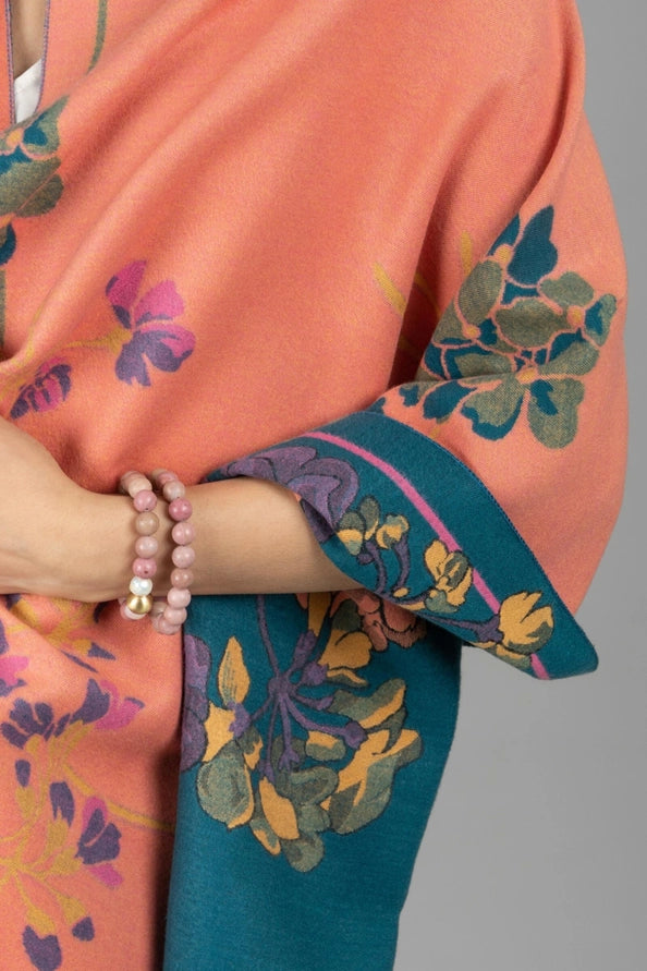 Two Tone Floral Reversible Scarf