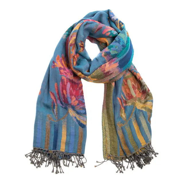 Cool-Toned Floral Reversible Scarf