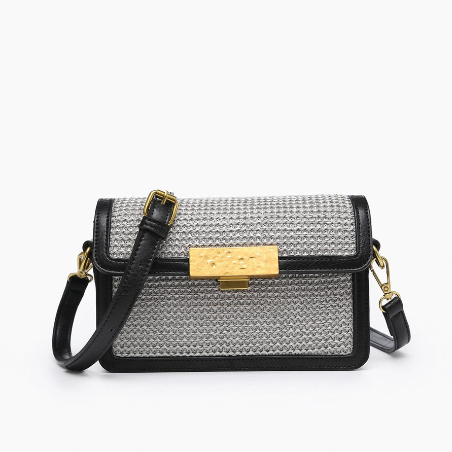 Elizabeth Straw Crossbody Bag – Lock Closure