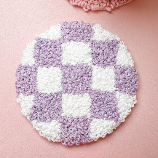 Purple Checkered Mug Rug