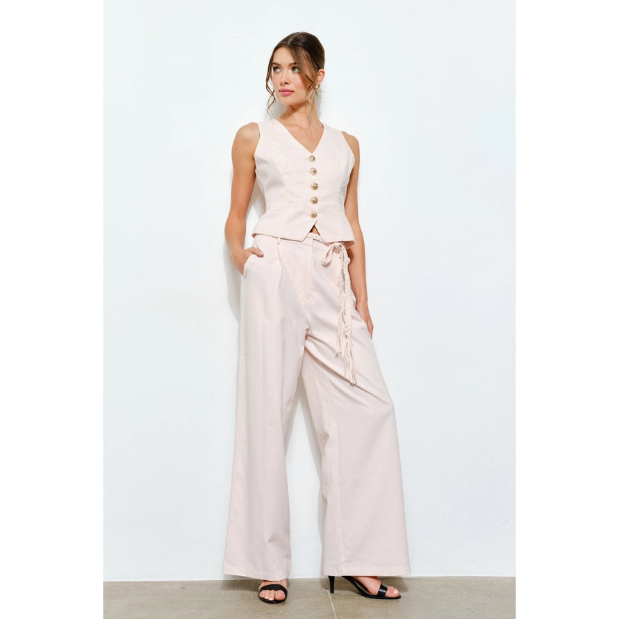 Blush Luxe Gold Button Peplum Vest Set