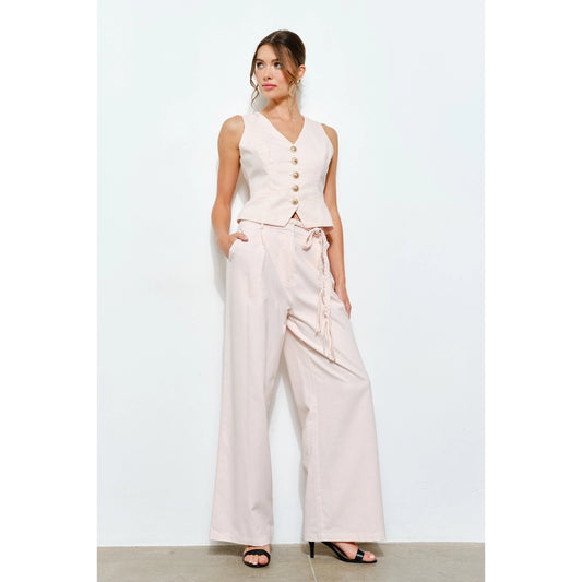 Blush Luxe Gold Button Peplum Vest Set