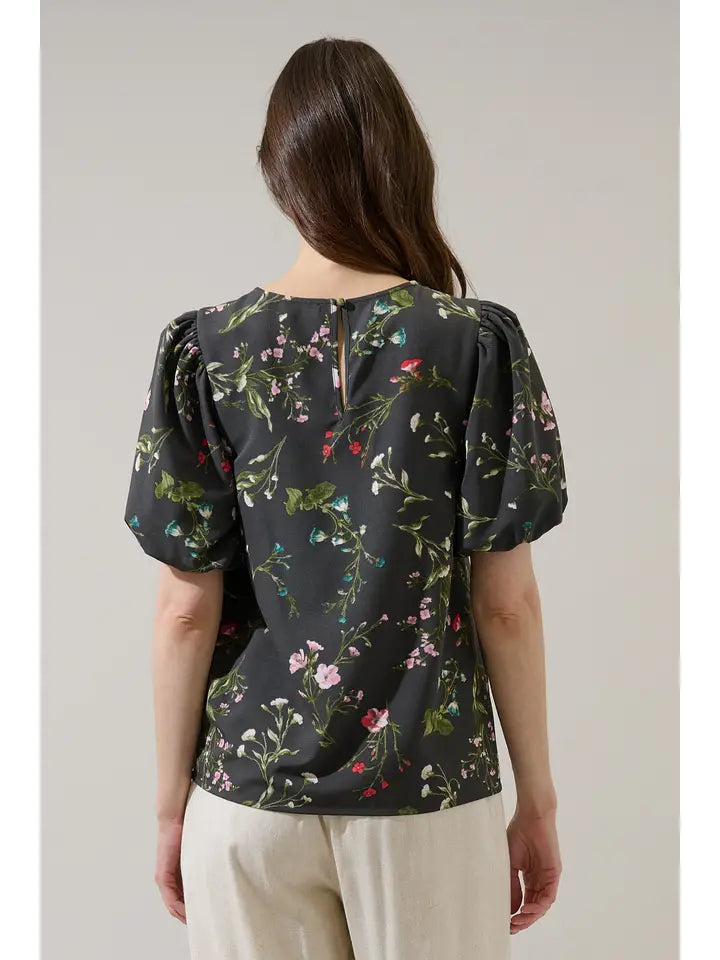 Jilly Floral Melida Bubble Sleeve Blouse