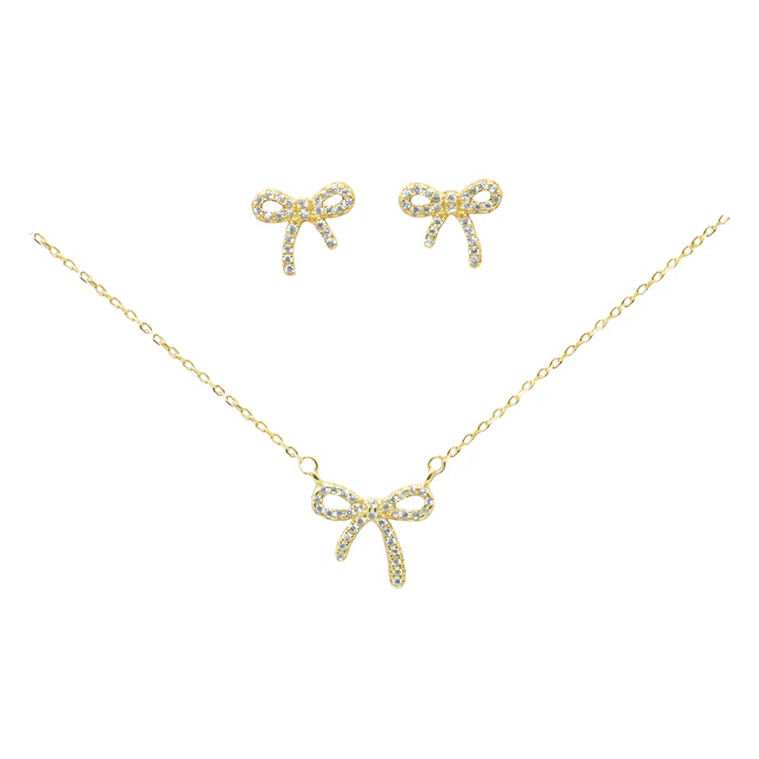 Dainty Bow Earrings and Necklace Set