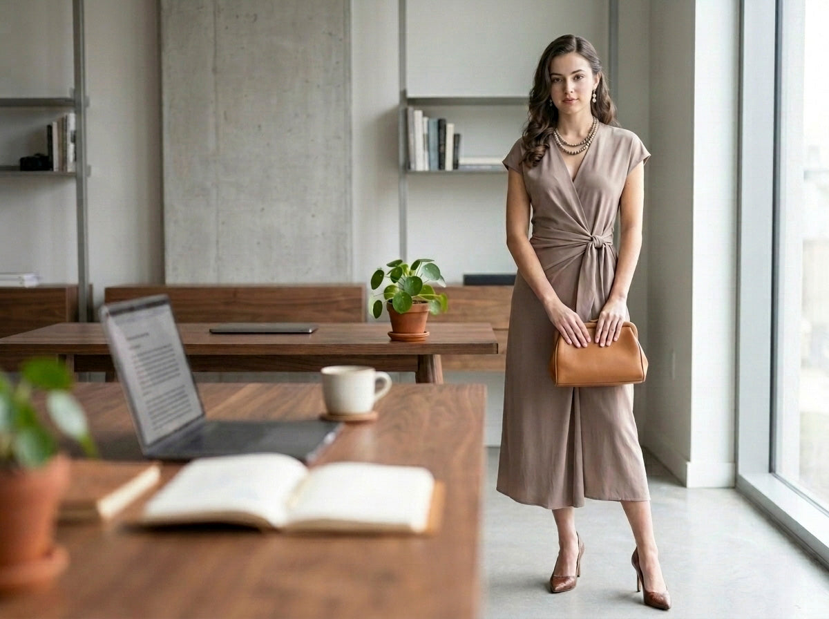Solid Dolman Cap Sleeve Midi Wrap Dress