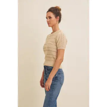 Vintage Pointelle Cotton Sweater Top