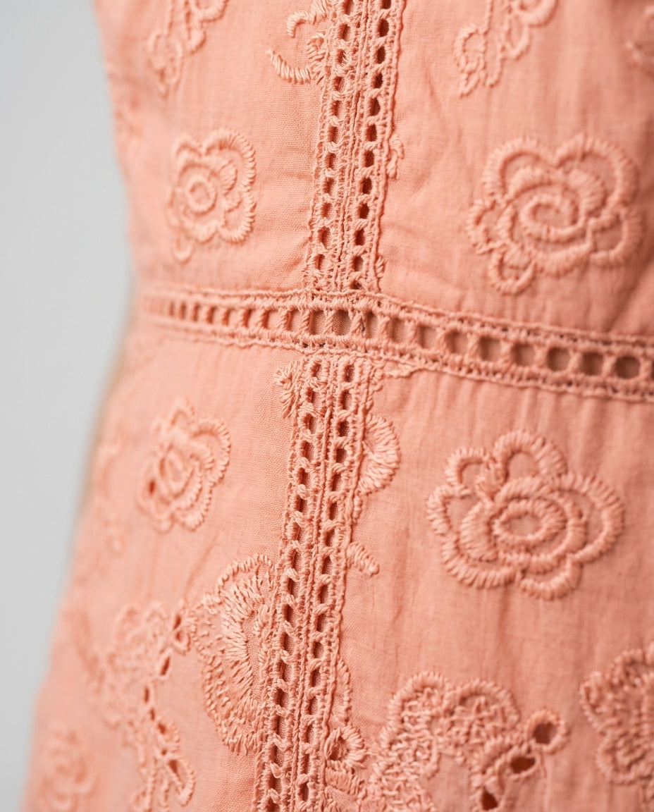 Peach Lace Midi Dress