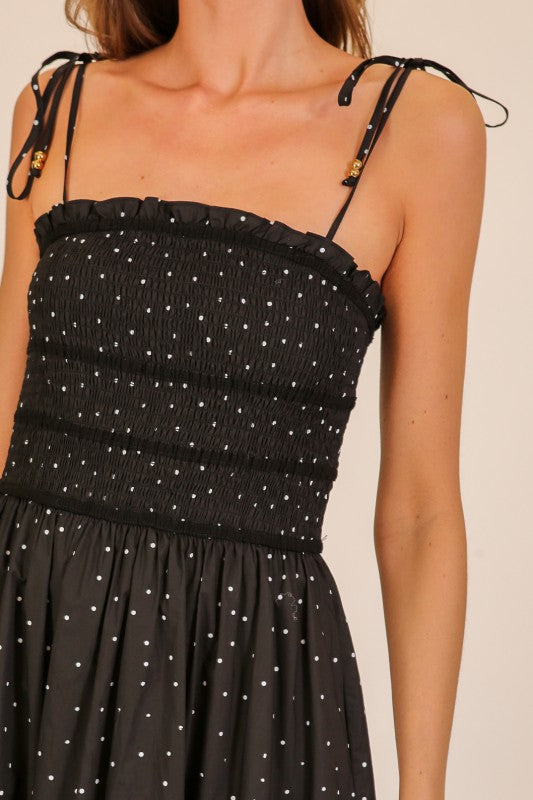 Smocked Polka Dot Midi Dress