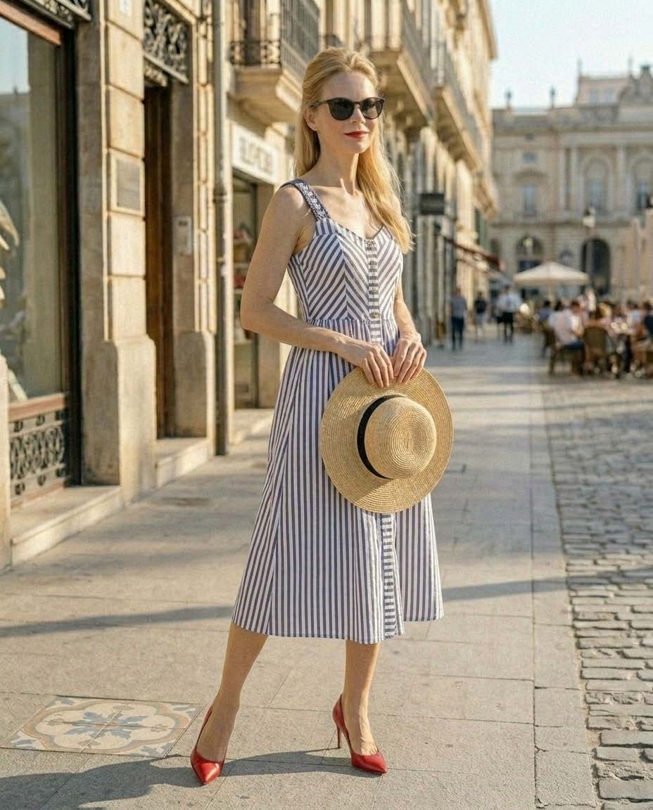 Stripe Red & White or Blue & White Dress