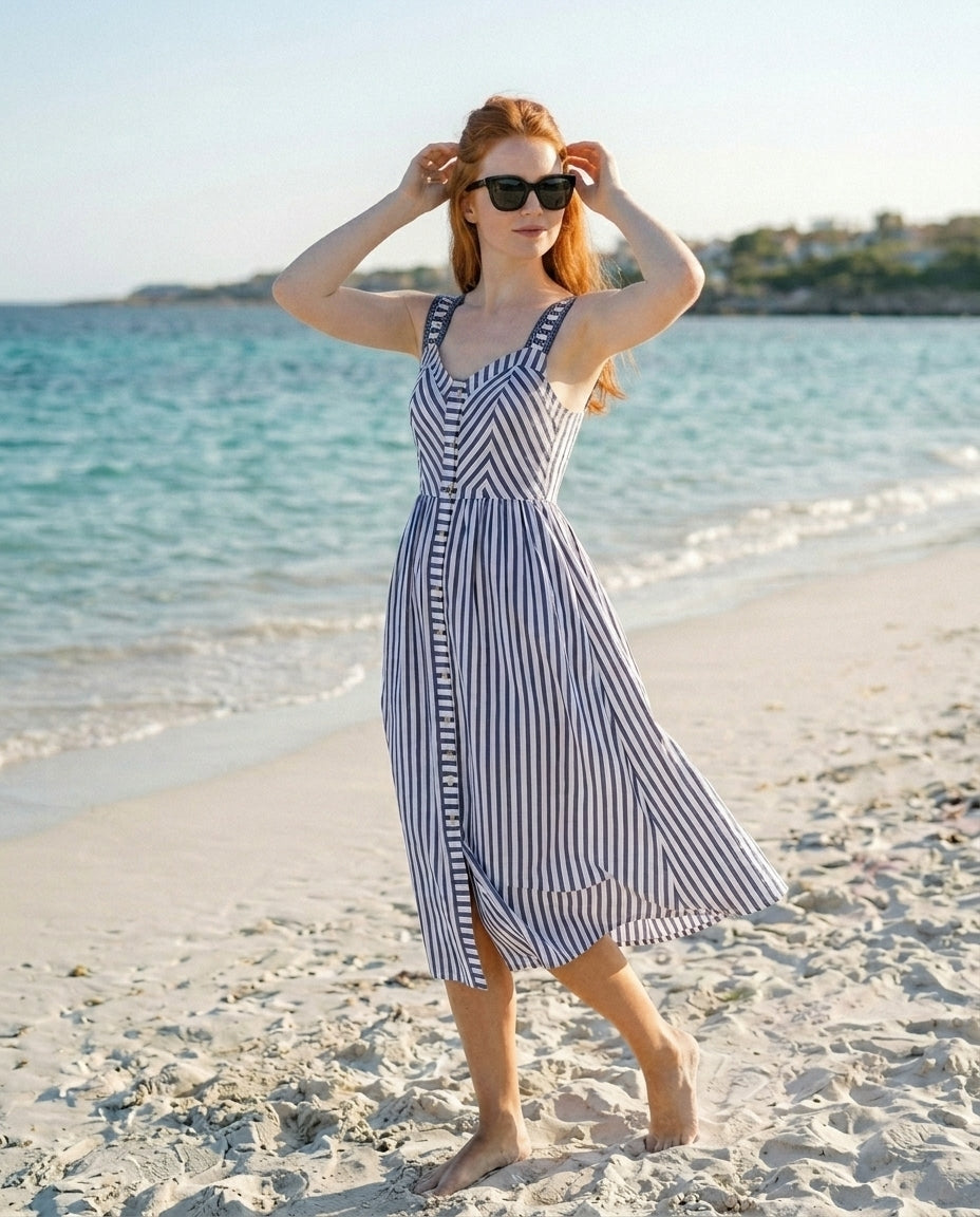 Stripe Red & White or Blue & White Dress