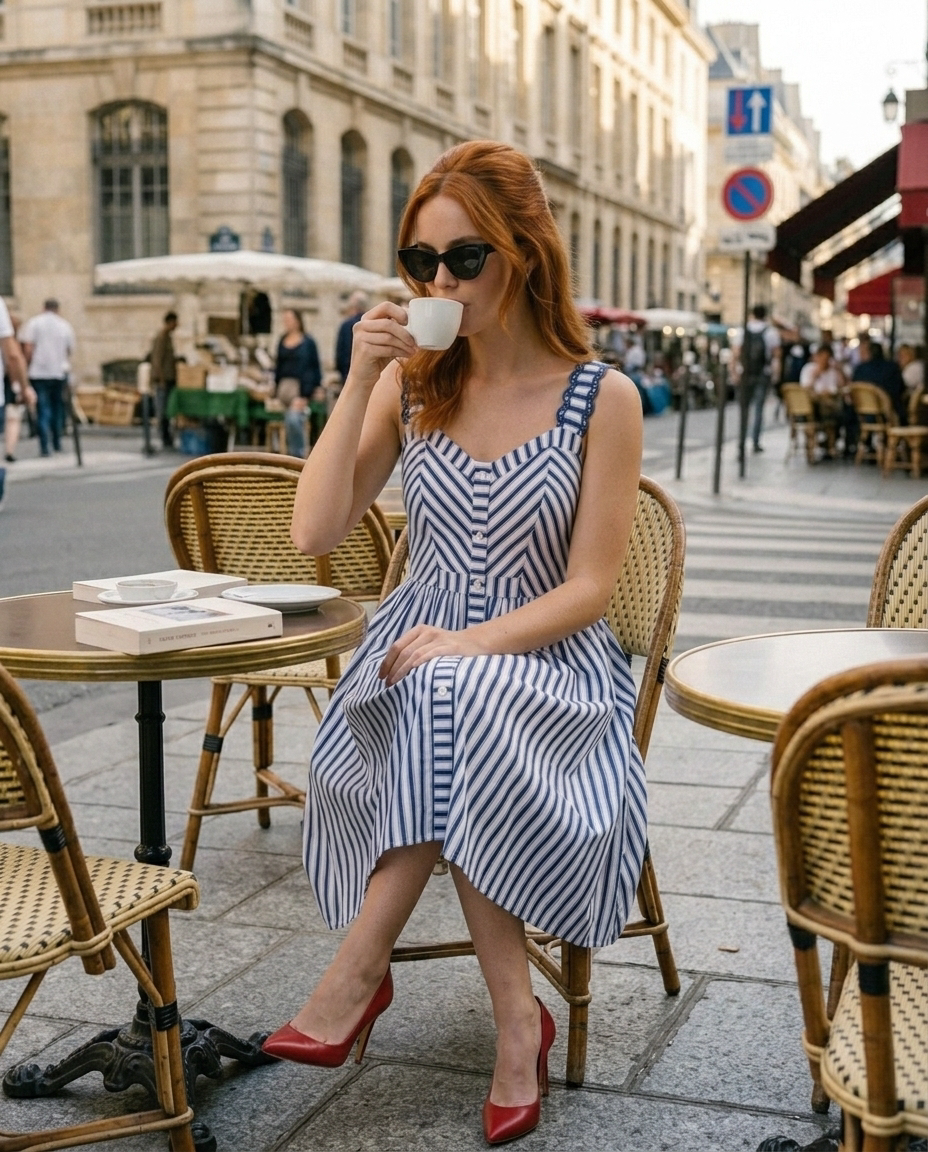 Stripe Red & White or Blue & White Dress