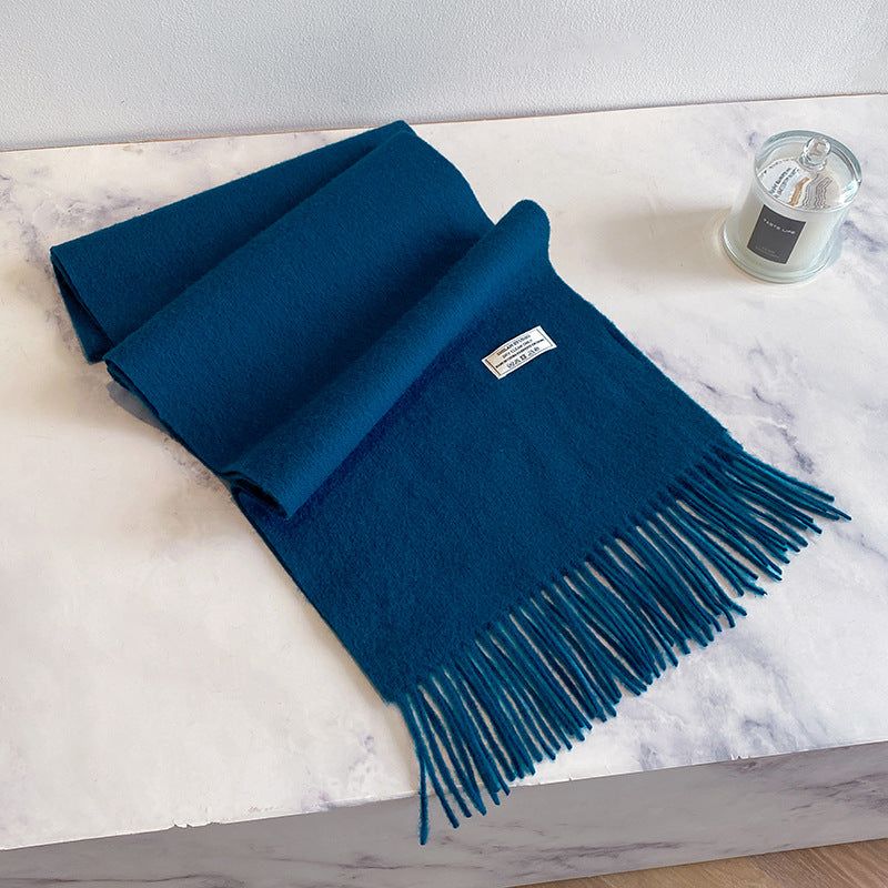 100% Wool Solid-Color Warm Scarf Shawl