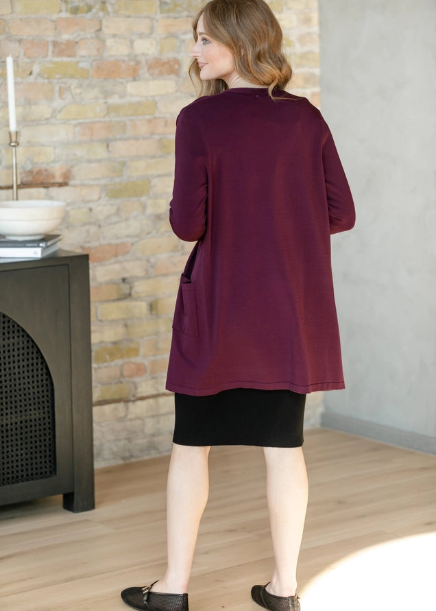 Cally Mulberry Open Front Cardigan