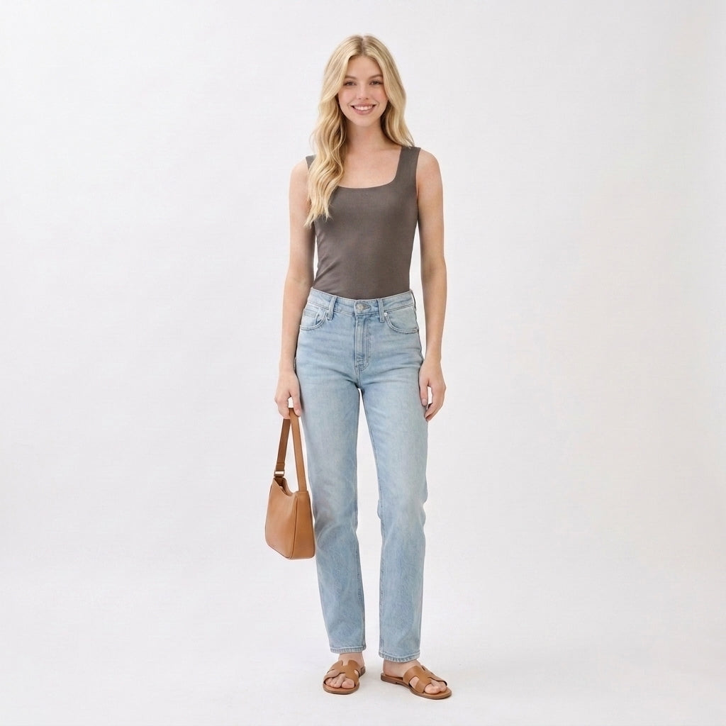 Double Layer Solid Square Neck Tank Top