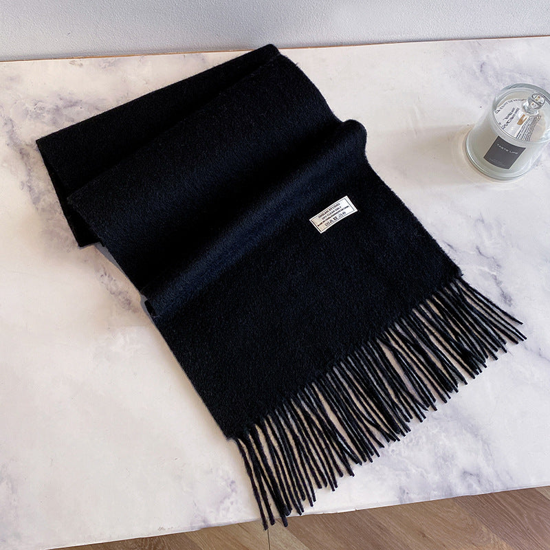 100% Wool Solid-Color Warm Scarf Shawl