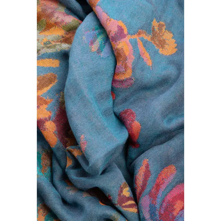 Cool-Toned Floral Reversible Scarf