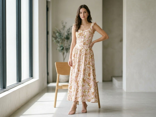 Floral Fit and Flare Maxi Dress