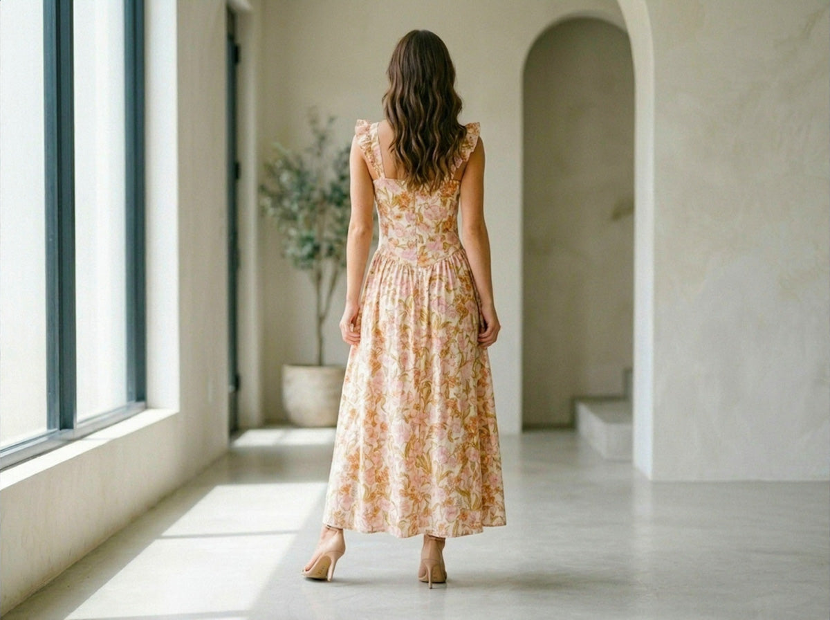 Floral Fit and Flare Maxi Dress