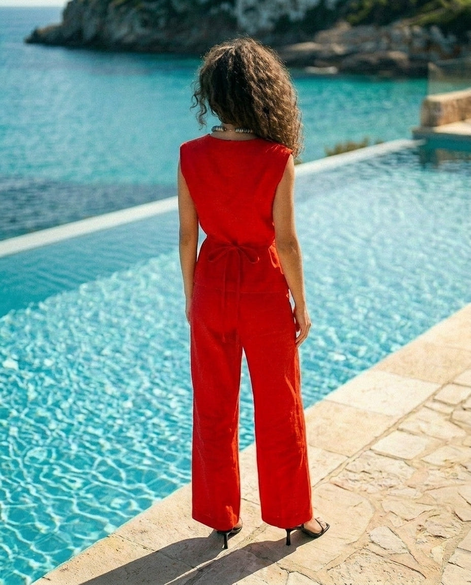 Linen Vest and Long Pants