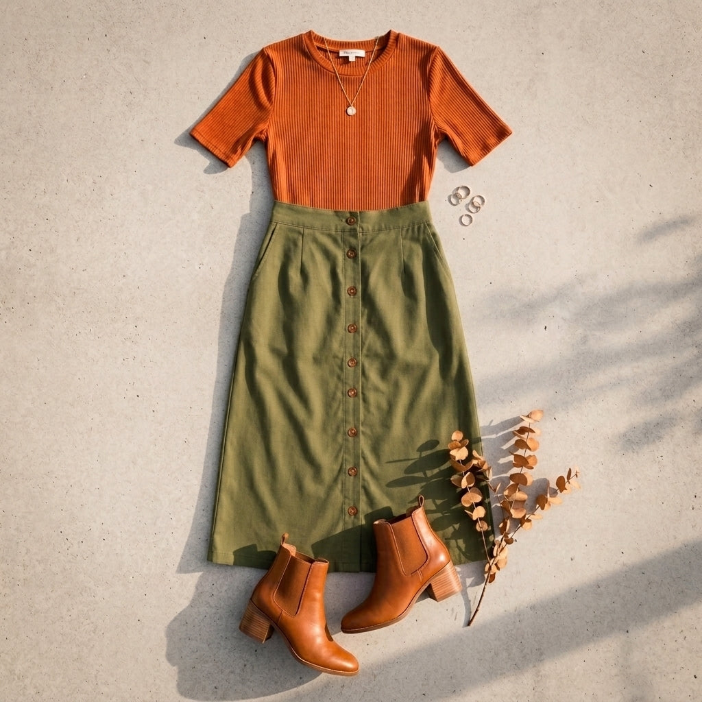 Everyday Cotton Button-Front Midi Skirt — Generated | Generated by Modelize