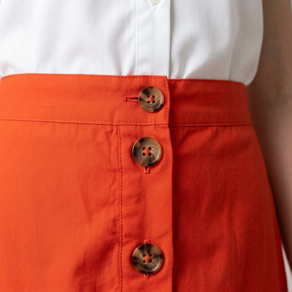 Everyday Cotton Button-Front Midi Skirt — Generated | Generated by Modelize