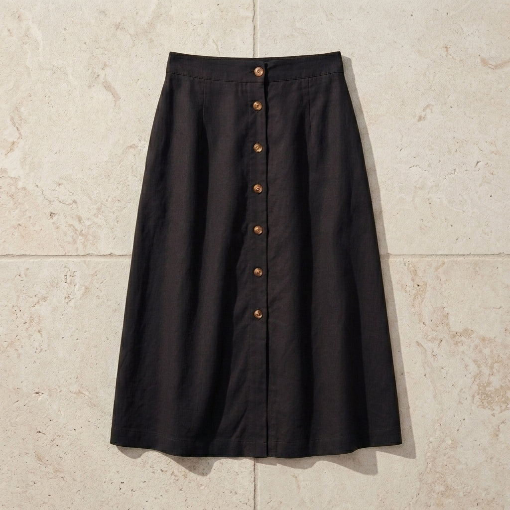 Everyday Cotton Button-Front Midi Skirt — Generated | Generated by Modelize