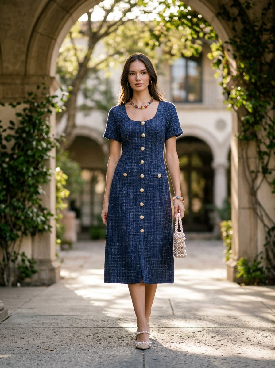 Midi Dress — On Model - Outdoor | Generated by Modelize