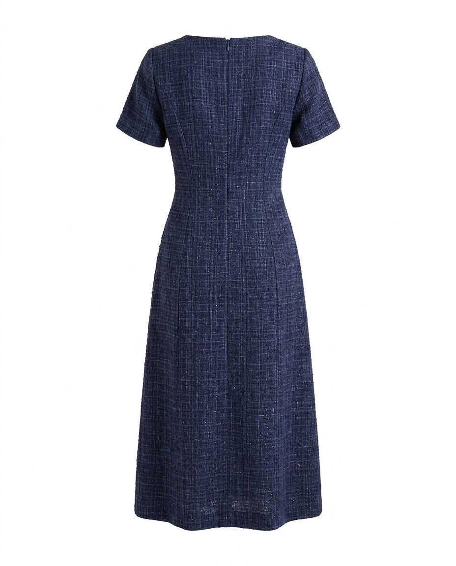 Short sleeve midi dress — Product Back View | Generated by Modelize
