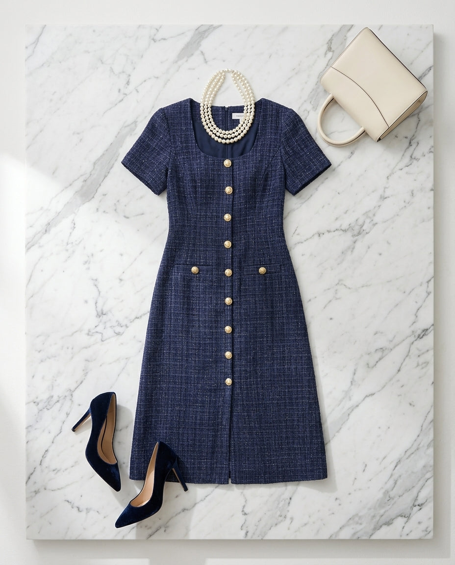 Midi Dress — Full Styled Flat Lay | Generated by Modelize