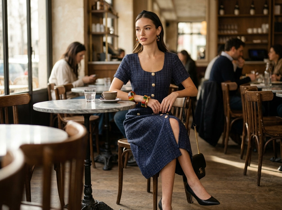 Midi Dress — Lifestyle - Cafe Outfit | Generated by Modelize