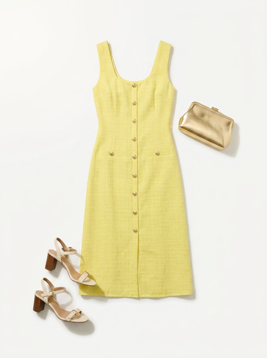 Sleeveless Midi Dress — Styling Flat Lay | Generated by Modelize